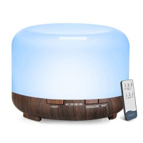 500ml Aromatherapy Oil Diffuser, 5V 2A USB Powered Wood Grain Color Essential Oil Aroma Diffuser (Color: Black wood grain)