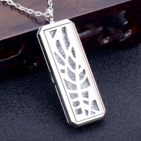 Square Essential Oil Necklace Openable Silver Pendant Perfume Accessories (Style: P)