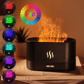 Upgraded Flame Diffuser DQ701A 180ml Aromatherapy Oil Diffuser Ultrasonic Cool Mist Diffuser with Waterless Auto Shut-Off Protection; 5 Color Flame Li (Color: black)