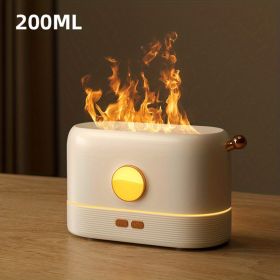 3D Flame Humidifier, Portable Silent Aromatherapy Essential Oil Diffuser With Flame Night Light For Home, Office (Color: White)