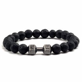 Natural Volcanic Stone Beads Bracelets Black Lava Men Women Bracelet Aromatherapy Essential Oil Diffuser Bangle (Purity: 19cm, Color: Volcanic Rock Gun Black)