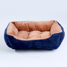 Four Seasons Universal Pet Bed Candy Color Square Kennel Teddy Pomeranian Mat Cat Nest Pet Bed (Option: Dark Blue-M)