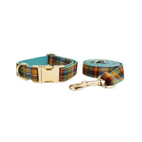 Green Plaid Plain Pet Collar (Option: Dog Collar Dog Leash-S)