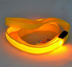 LED Luminous Traction Belt Dog Leash (Option: Yellow-Rechargeable Sling)