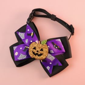 Pet Cat Dog Pumpkin Bow Tie Big Bell Decorations (Option: Black-S21to30cm)