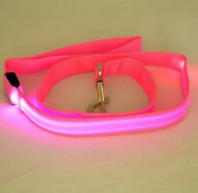 LED Luminous Traction Belt Dog Leash (Option: Pink-Rechargeable Sling)