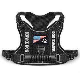 Shock Absorption Comfortable Night Vision Reflective Pet Harness Dog Vest Traction Chest Strap (Option: Black-L)