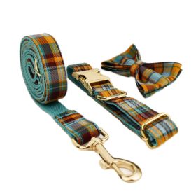 Green Plaid Plain Pet Collar (Option: Dog Collar Dog Leash Bow-L)