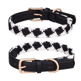 Soft Woven Prismatic Plaid Dog Collar (Option: Black-XS)