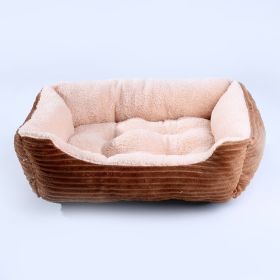 Four Seasons Universal Pet Bed Candy Color Square Kennel Teddy Pomeranian Mat Cat Nest Pet Bed (Option: Brown-XXL)