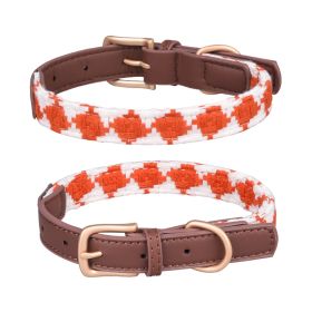 Soft Woven Prismatic Plaid Dog Collar (Option: Orange-M)