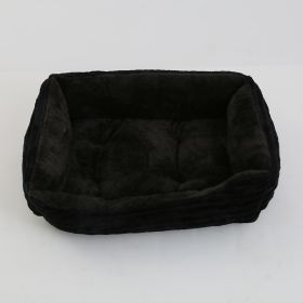 Four Seasons Universal Pet Bed Candy Color Square Kennel Teddy Pomeranian Mat Cat Nest Pet Bed (Option: Black-L)